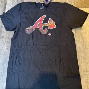 Atlanta Braves Men's Short Sleeve T Shirt Size large Black Red Baseball MSRP $40